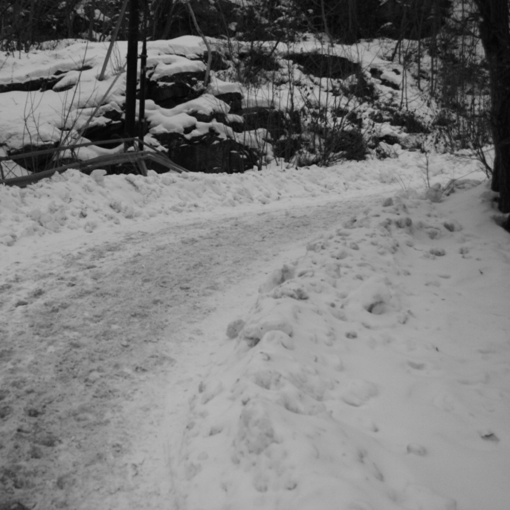 Snowy path in Kristiansand with dirty snow